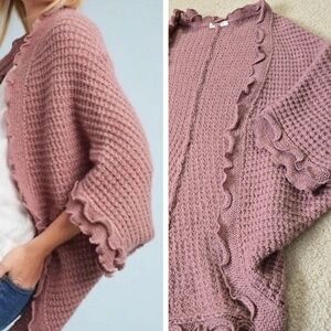 Anthropologie Moth Rocia Open Front Cocoon Cardigan Size XS Small Mauve